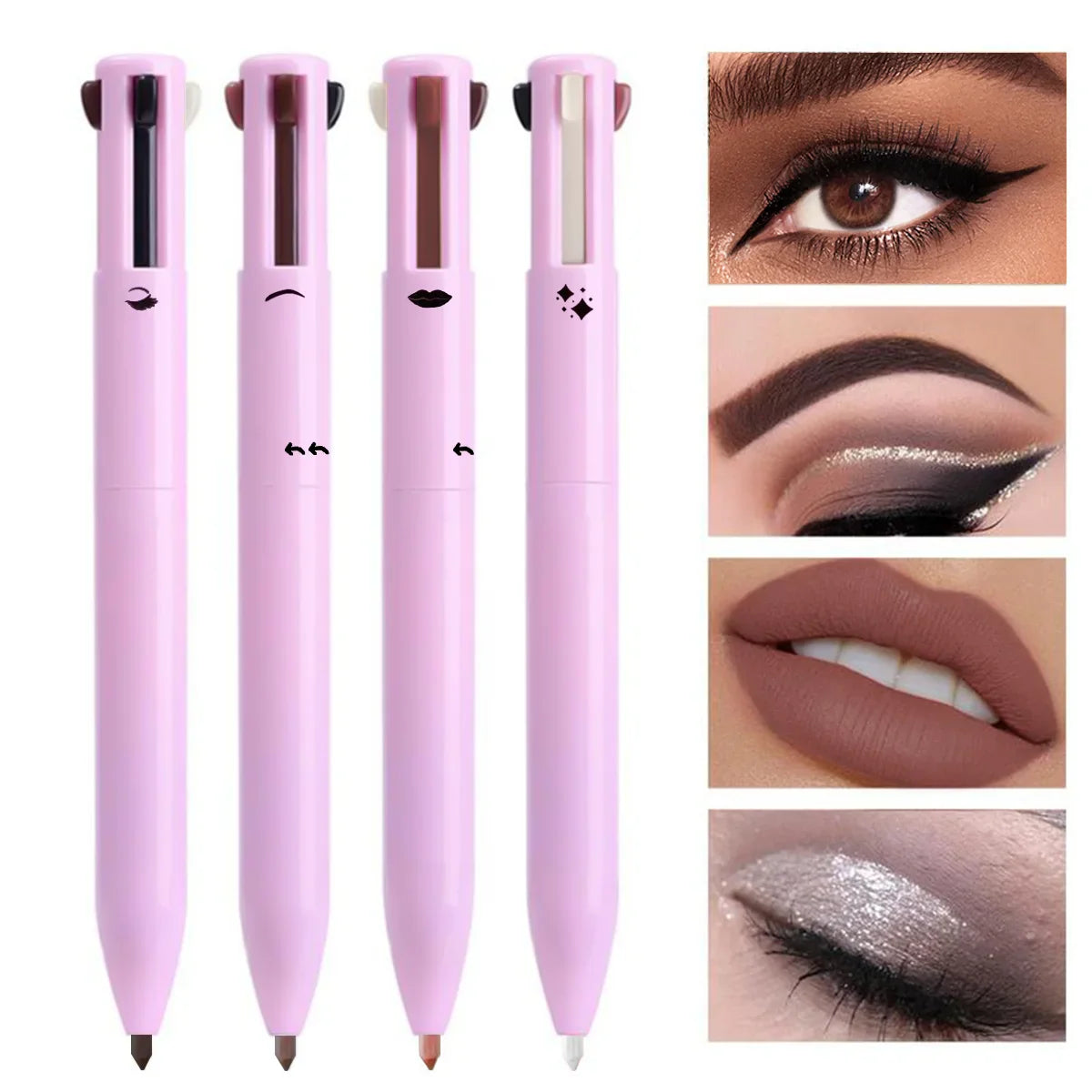4 in 1 Multi-Functional Lip Liner, Eyeliner & Eyebrow Pencil Set – 4 Color Options