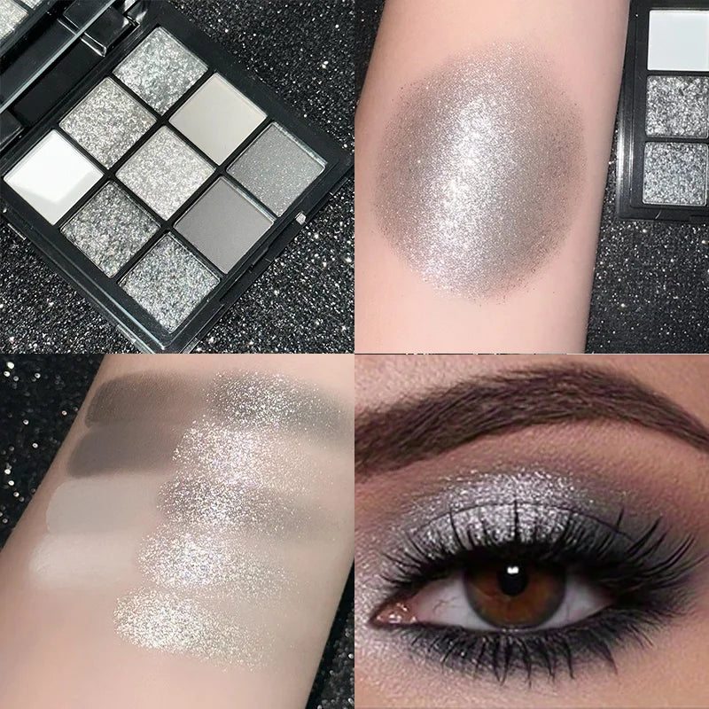 9-Grid Eyeshadow Palette – Glitter, Pearlescent, Matte, Shimmer Long-Lasting Eye Makeup for Women