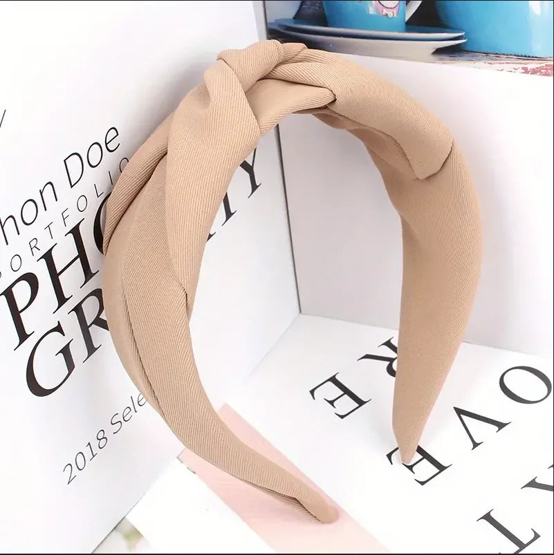 New Fashion Knotted Headbands for Women – Solid Color Cloth Hair Bands, Wide Soft Hair Hoop, Hair Accessories for Girls