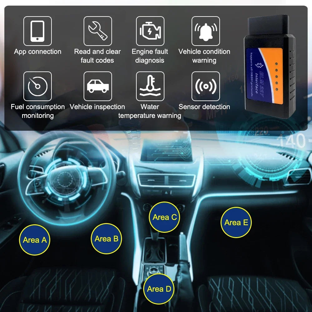 ELM327 OBD2 Scanner - WiFi & Bluetooth Car Diagnostic Code Reader for Android iOS