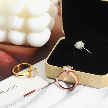 EWYA GRA Certified D Color Moissanite Solitaire Engagement Ring 0.5–10CT — 925 Sterling Silver Bridal Wedding Band for Women