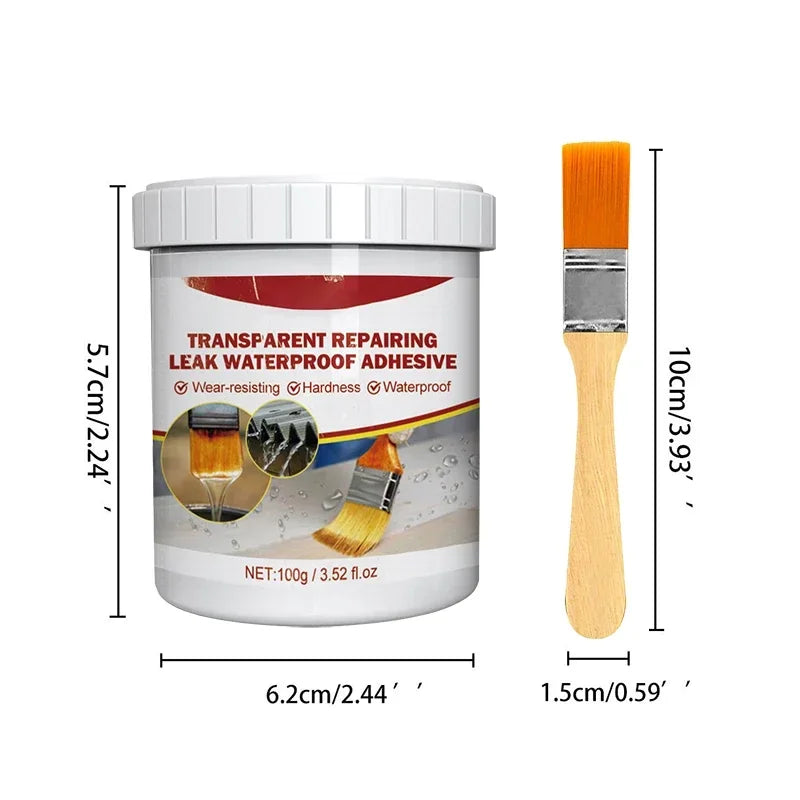 Invisible Waterproof Sealant Coating – Strong Transparent Anti-Leak Repair Glue with Brush Applicator (100–1000g)