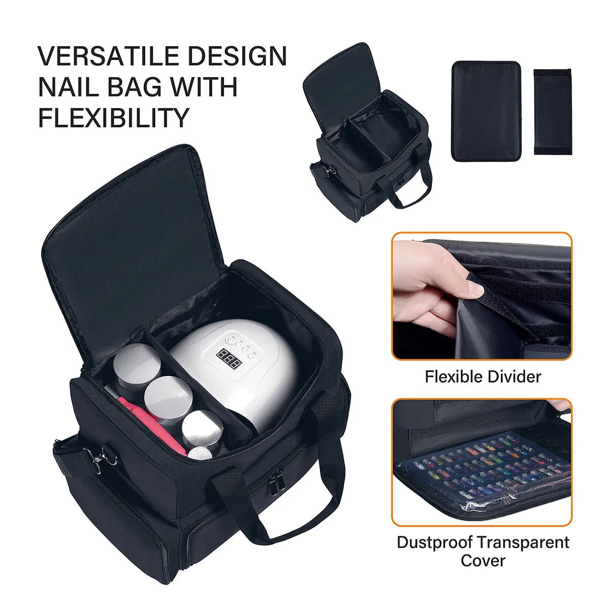 80 Bottle Nail Polish Organizer Case - Large Capacity Portable Travel Storage with 2 Removable Bags for Women