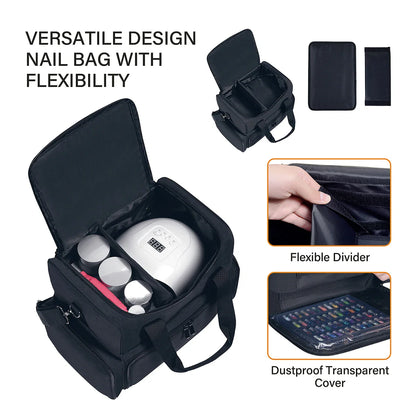 80 Bottle Nail Polish Organizer Case - Large Capacity Portable Travel Storage with 2 Removable Bags for Women