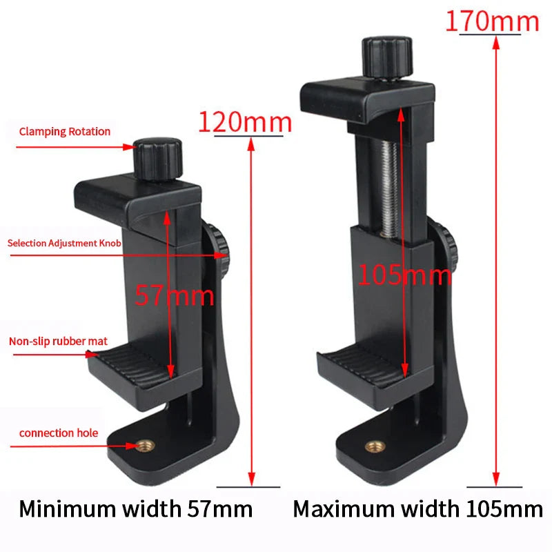 Rotatable Tripod Phone Mount Holder with Standard Screw Adapter, Digital Camera Bracket, Compatible with iPhone and Most Cellphones