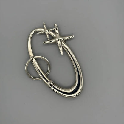 Rock Oval Solid Belt Buckle Carabiner Keychain – Spring Snap Hook for Keys, Bags & EDC DIY