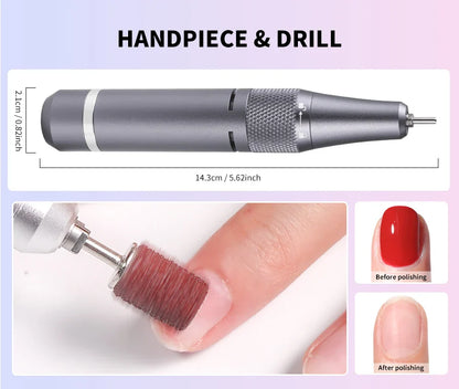35000RPM Electric Nail Drill – Professional Rechargeable Nail File for Gel Nails, Portable Manicure Tool