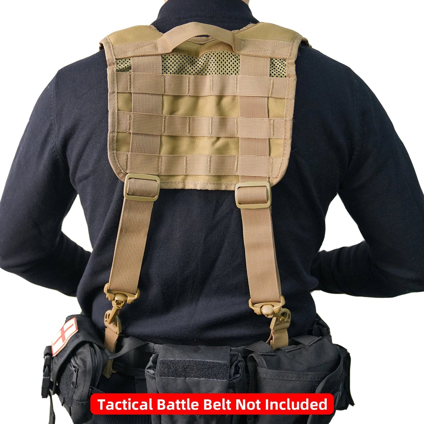 Tactical Police Suspenders — Adjustable Duty Belt Harness with 4 Tool Belt Loops for Law Enforcement