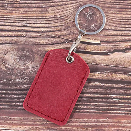 PU Leather Bag Pendant Card Sleeve – Rectangle Keychain Badge Holder for AirTag