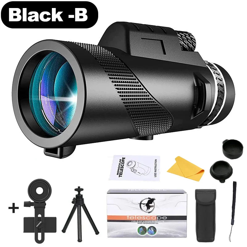 80x100 Portable HD Zoom Telescope | Folding Long-Distance Mini Telescope for Hunting, Camping & Travel