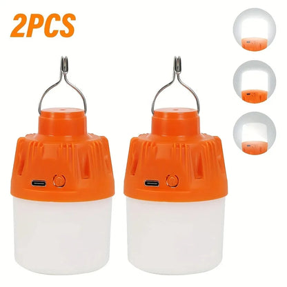 Portable LED Camping Light Bulb USB Rechargeable – 1/2/3/5/10PCS Outdoor Hanging Lamp with 3 Lighting Modes (White/Orange)