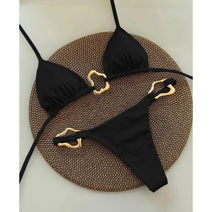 2025 Women’s Sexy Halter Micro Bikini Set – Solid Brazilian Thong Swimwear Beach Bathing Suit