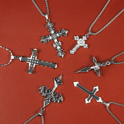 High-Quality Titanium Steel Cross Necklace – Non-Fading Hip-Hop Pendant Chain for Men & Women, Trendy Fashion Gift Jewelry