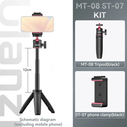 Ulanzi MT-08 Mini Tripod – White Foldable Monopod Mount with 1/4'' Universal Tripod for DSLR, Android & iPhone Smartphones