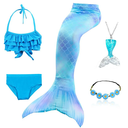 Kids Mermaid Tail Swim Costume - Girls Mermaid Swimsuit for Swimming, Cosplay & Birthday Party Dress Up