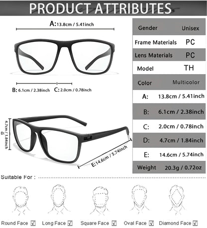 Rectangular Photochromic Reading Glasses – Ultra-Lightweight Presbyopic Spectacles for Middle-Aged & Elderly Daily Wear