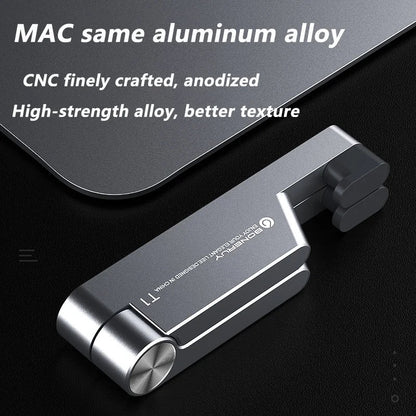 Compact T1 Universal Aluminum Folding Desk Mount Holder: Portable Mini Size Bracket Stand for Mobile Phones - Convenient Cradle for Cellphones