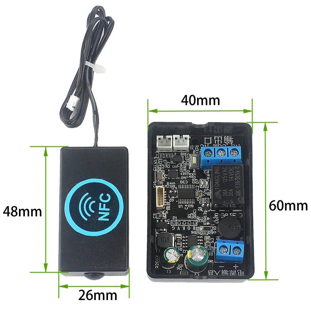 Mobile Phone NFC Fingerprint Relay Control Module – DC10V-120V IC Card Access Controller for Locomotive Car Unlock