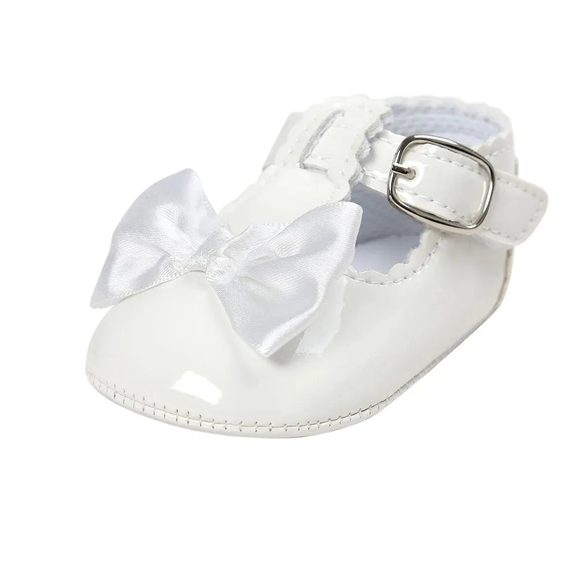Meckior Baby Girls Dress Shoes - Classic Bowknot PU First Walker Shoes with Non-Slip Rubber Sole