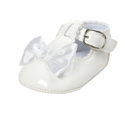 Meckior Baby Girls Dress Shoes - Classic Bowknot PU First Walker Shoes with Non-Slip Rubber Sole