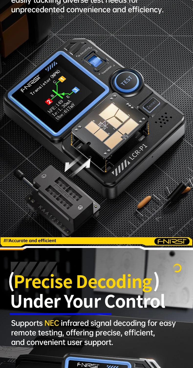 FNIRSI LCR-P1 Multifunctional Transistor Tester & LCR ESR Multimeter for Diodes, Capacitance, Resistance