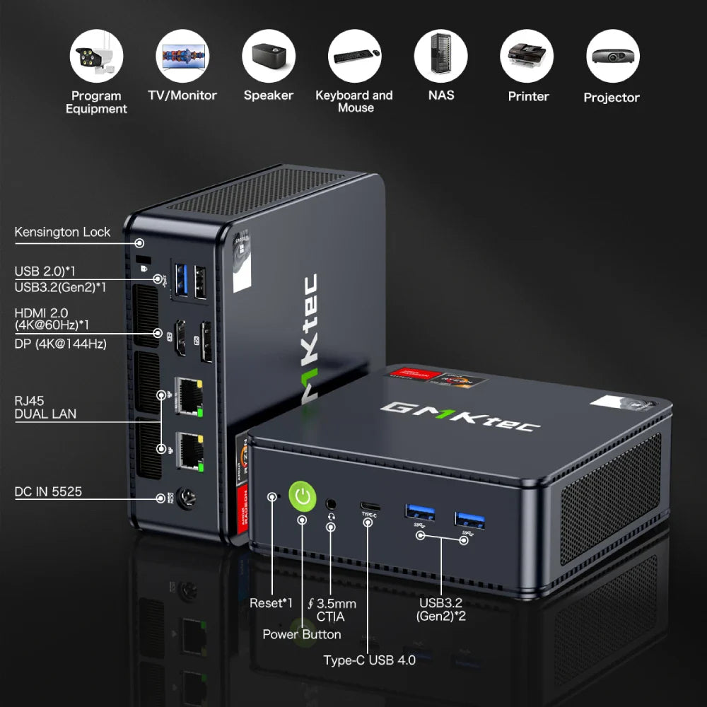 GMKtec M6 Mini PC – AMD R5 6600H 6-Core, 16GB DDR5, 512GB PCIe SSD, WiFi 6, BT5.2 Desktop Computer