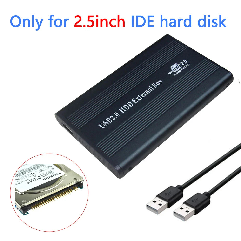 2.5"/3.5" IDE HDD External Enclosure — USB 2.0 Hard Drive Box for Desktop, PC, Laptop & Phone