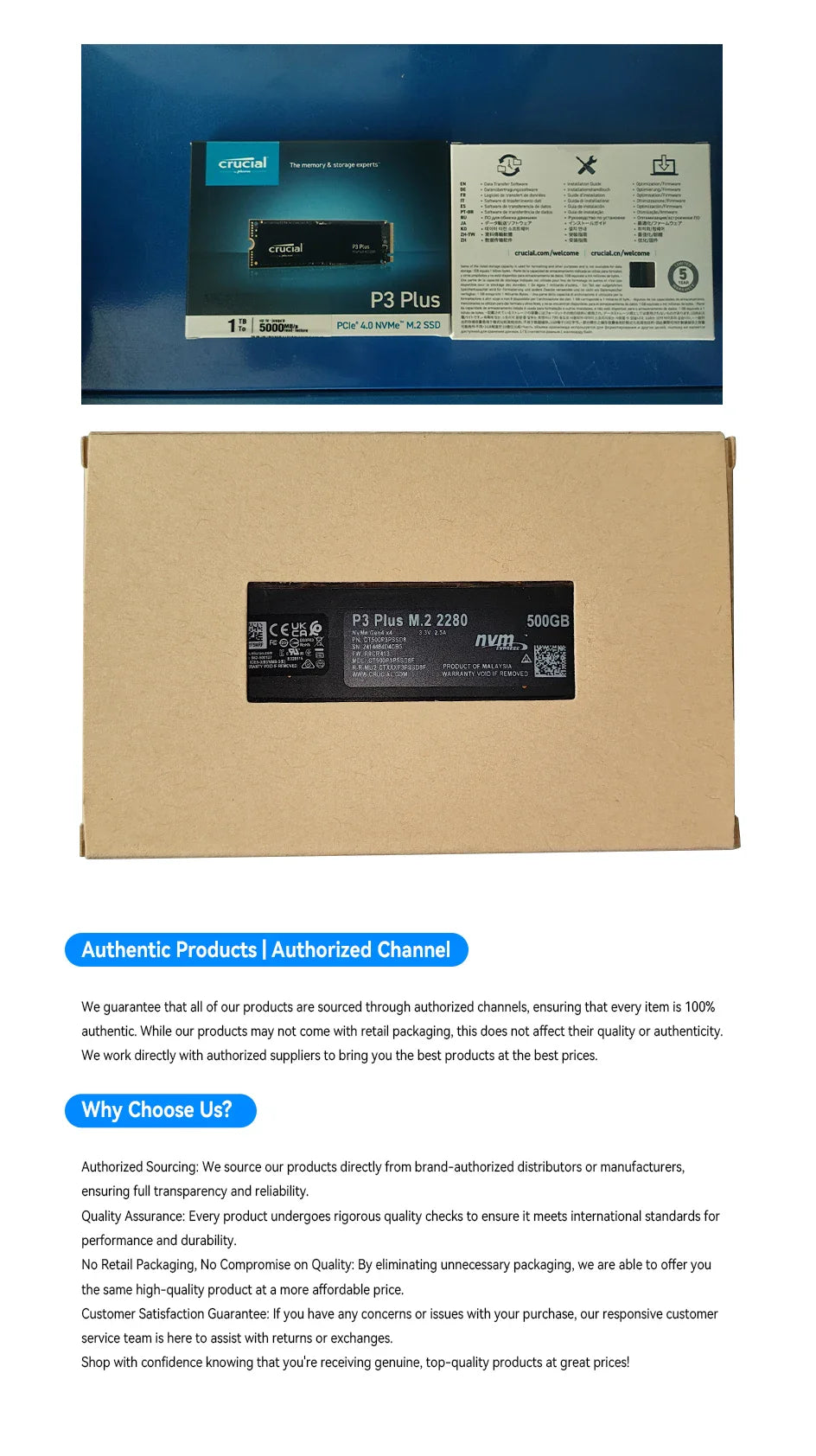 Crucial 5000MB/s NVMe M.2 2280 SSD – 4TB, 2TB, 1TB Internal Solid State Drive for PS5, Laptop, PC, PCIe 4.0x4