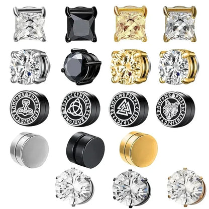 Crystal Magnetic Ear Studs – Punk Round Zircon Non-Piercing Earrings for Men & Women