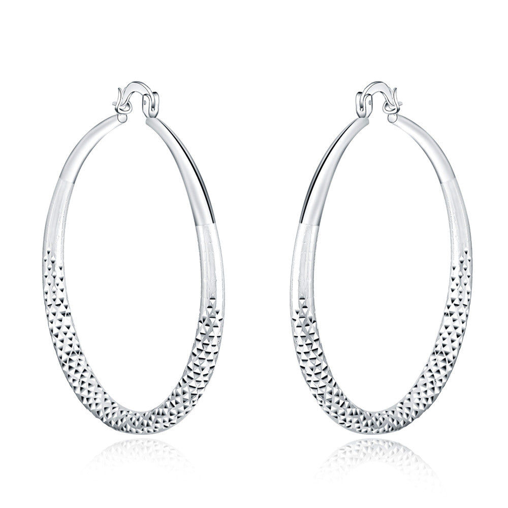 Charms 925 Sterling Silver 5CM Circle Hoop Earrings for Women - Fashionable Wedding Party Jewelry, Holiday Gifts