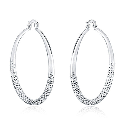 Charms 925 Sterling Silver 5CM Circle Hoop Earrings for Women - Fashionable Wedding Party Jewelry, Holiday Gifts