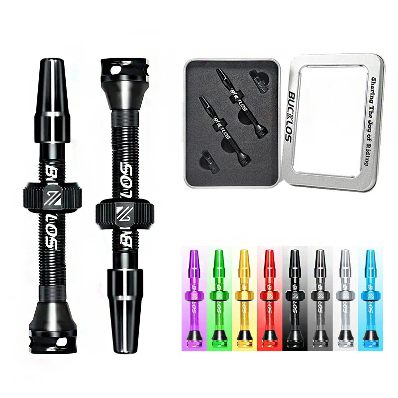BUCKLOS Tubeless Presta Valves 40–100mm — Aluminum Alloy Bike Valve Stem for Road & MTB