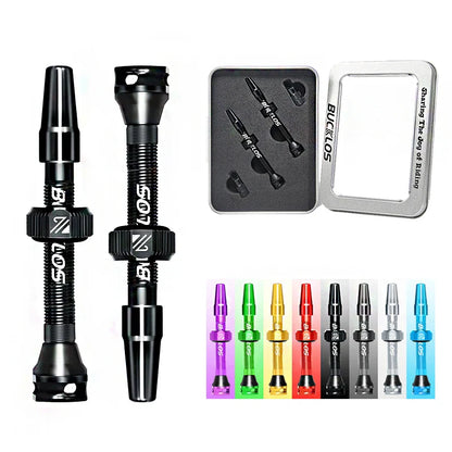 BUCKLOS Tubeless Presta Valves 40–100mm — Aluminum Alloy Bike Valve Stem for Road & MTB