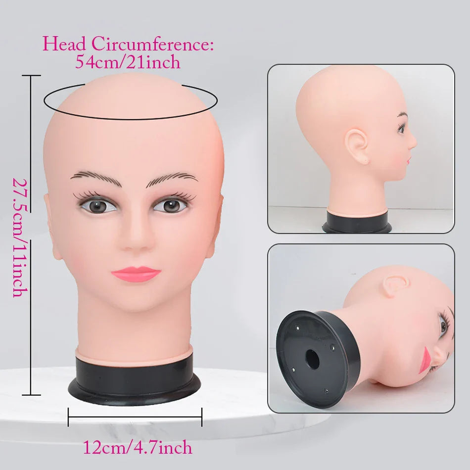Mannequin Head Wig Stand — Adjustable Tripod Holder for Wig Making, Display, and Cosmetology Training