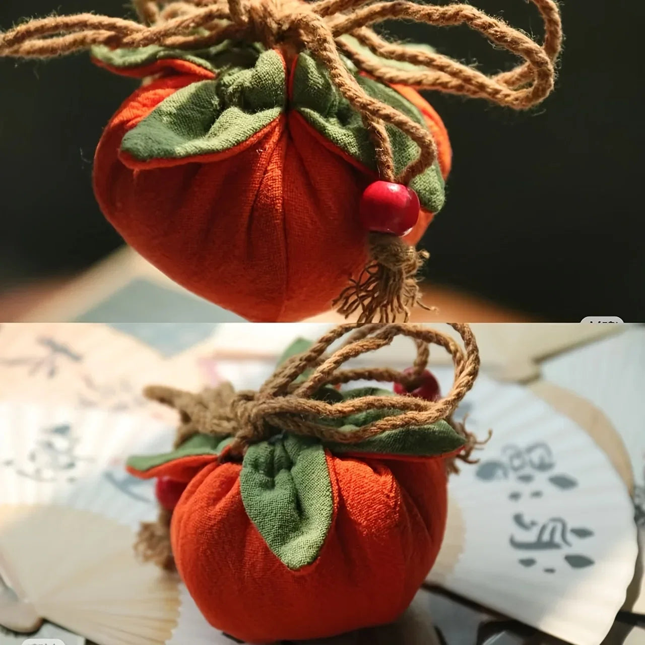 Persimmon Incense Bag - Hanging Car Rearview Mirror Blessing Pouch for Good Fortune and Decor