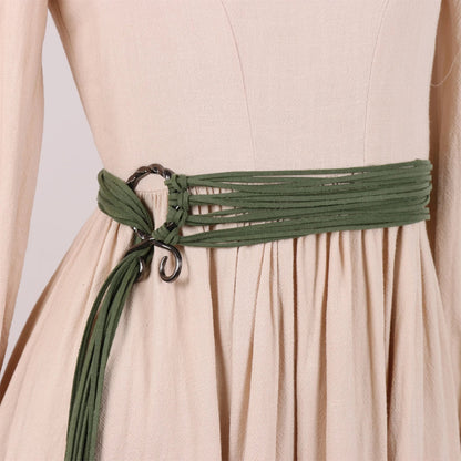 Women’s Bohemian Rope Belt - Adjustable Braided Waist Belt with Fringe and Loop Knot