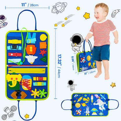 Montessori Toddler Busy Board – Educational Activity for Basic Dress Motor Skills, Baby Learning Toy for Travel
