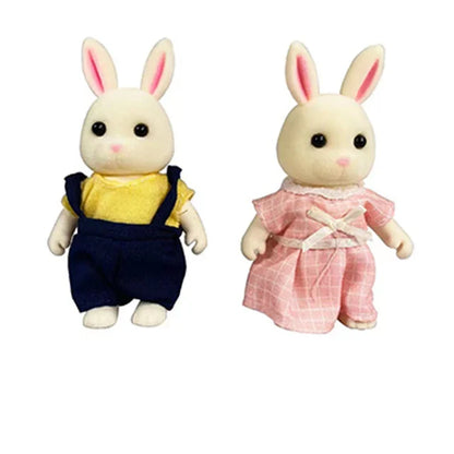 Simulation Forest Rabbit Family Playset – Mini DIY Rabbit & Bear Figure Toys for Kids Gifts