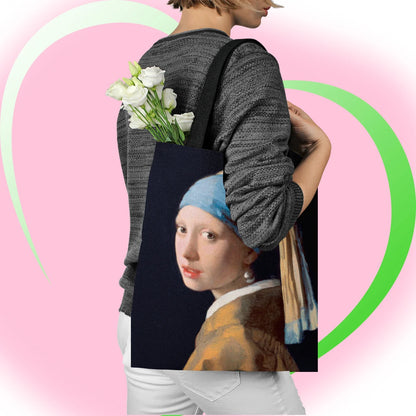 Oil Painting Printed Canvas Tote Bag - Lightweight, Multi-functional Women's Handbag for Daily Use and Shopping