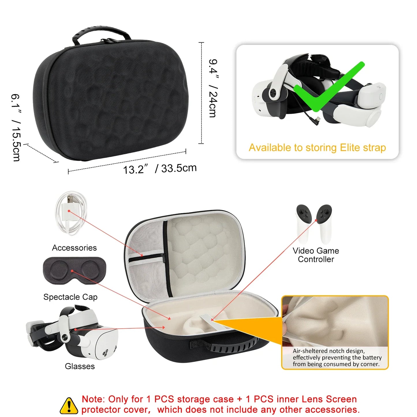 Hard Carrying Case for Meta Quest 3/3S & Oculus Quest 2 — BOBOVR / Kiwi Design Compatible Travel Storage Bag