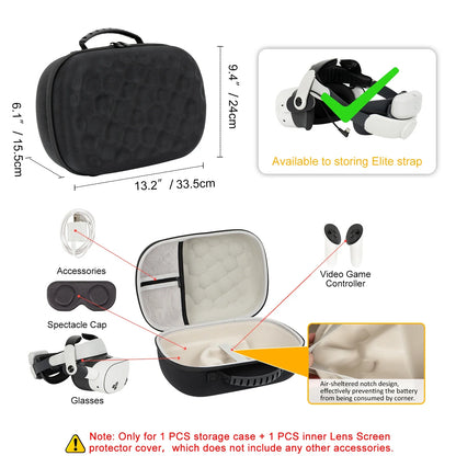 Hard Carrying Case for Meta Quest 3/3S & Oculus Quest 2 — BOBOVR / Kiwi Design Compatible Travel Storage Bag