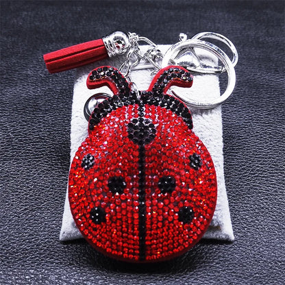 Ladybug Crystal Keychain - Tassel Bag Charm & Decorative Key Ring for Women & Men