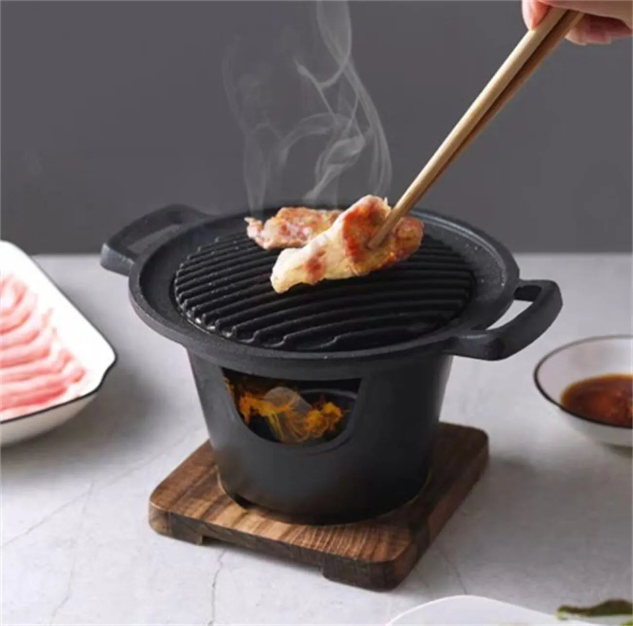 Mini BBQ Alcohol Stove Barbecue Grill | Japanese One-Person Cooking Oven | Detachable Outdoor BBQ Plate for Roasting Meat