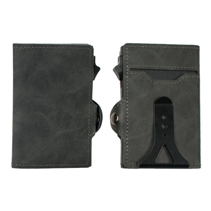 CASEKEY PU Leather Men’s Pop-Up Card Holder Wallet – Slim Minimalist Anti-RFID Smart Wallet with Money Clip & ID Window