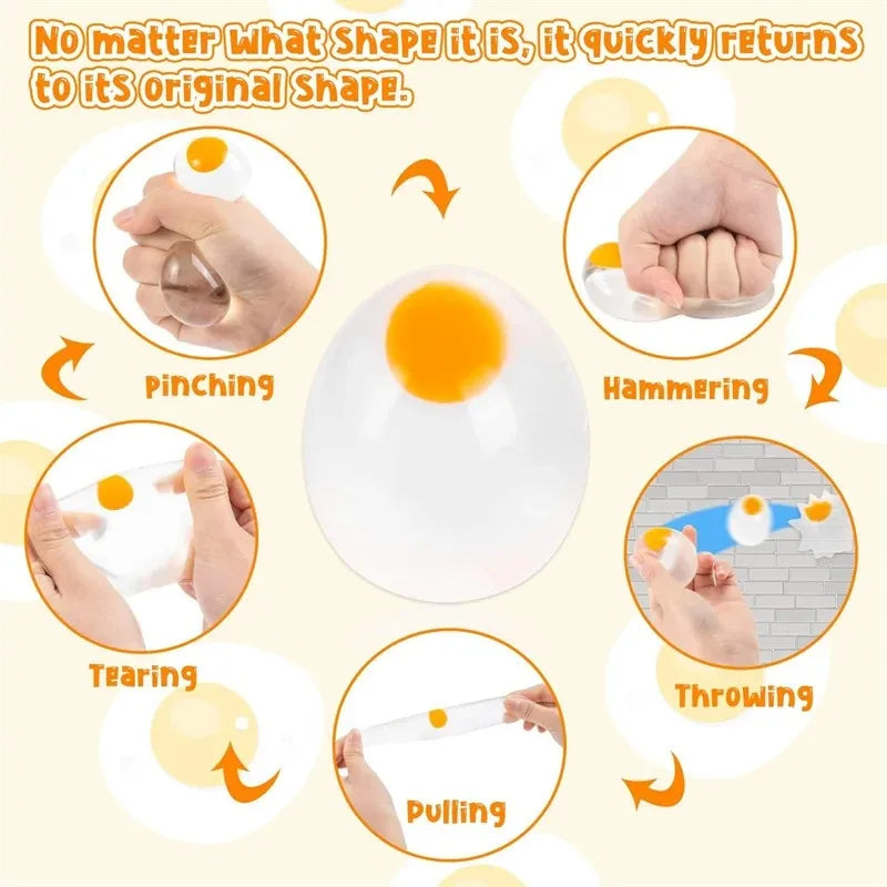 Yolk Balls Splat Squishy Toy – Clear Egg Yolk Stress Relief Fun for Kids & Adults