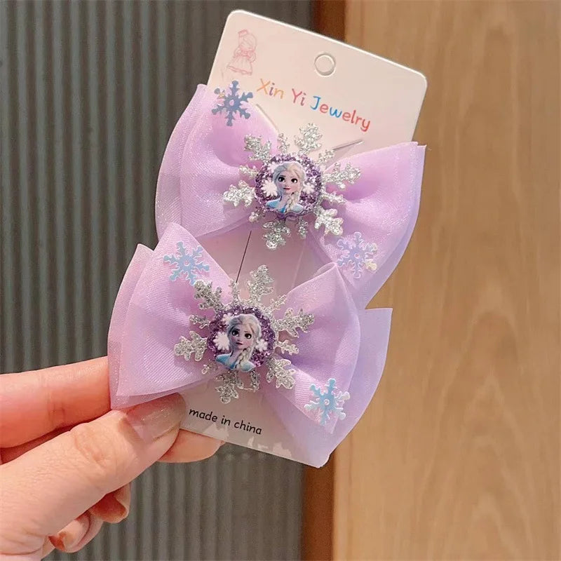 2Pcs Toddler Girl Elsa Hair Clips – Princess Bow Hair Clips for Baby Girls, Party Gift