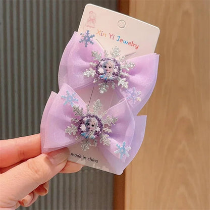 2Pcs Toddler Girl Elsa Hair Clips – Princess Bow Hair Clips for Baby Girls, Party Gift