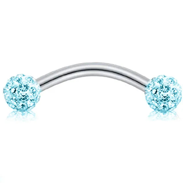 Crystal Curved Barbell Piercing Earrings – Daith, Helix, Tragus & Cartilage Body Jewelry Stud Ring