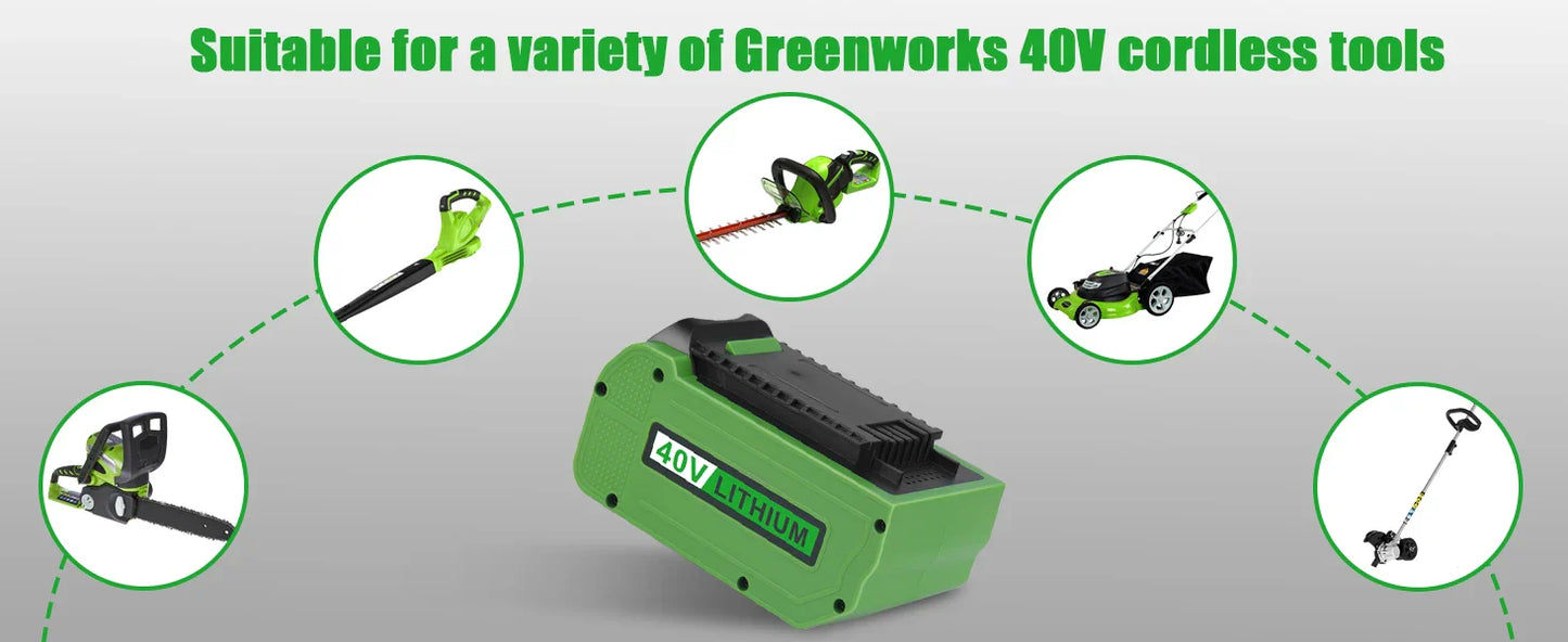 Greenworks 40V 6.0Ah G-MAX Li-Ion Battery – Compatible with 29472, 29462, 29252, 20202, 22262 Cordless Power Tools (Not Gen 1)
