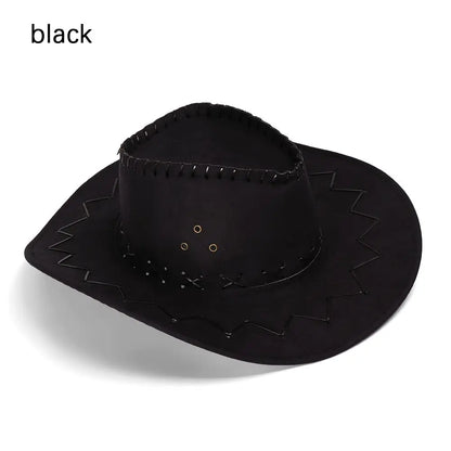 Western Cowboy Hat – Faux Leather Fedora for Men, Women & Kids, Wide Brim Beach & Travel Cap in Black, White & Pink